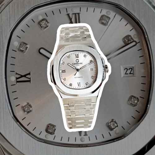 CARNIVAL 8160G SILVER DIAMOND WHITE FACE