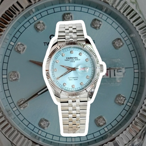 CARNIVAL 8131G SILVER DIAMOND TIFFANY FACE