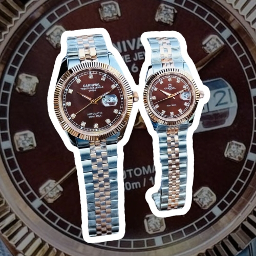 ĐỒNG HỒ COUPLE CARNIVAL 8131G2 & 8131L2 ROSE BROWN CHOCOLATE FACE 