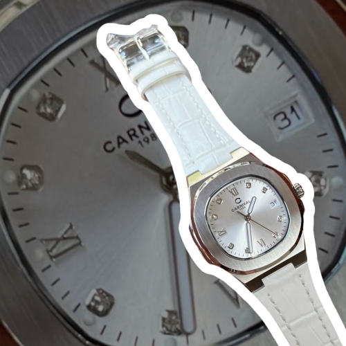 CARNIVAL 8160L DIAMOND SILVER WHITE FACE DÂY DA TRẮNG