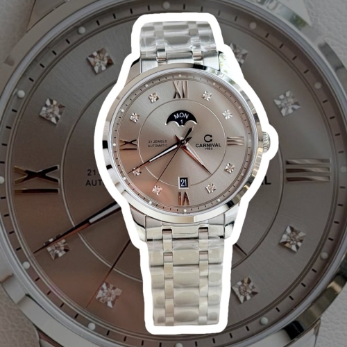 CARNIVAL 8097G DAY DATE SILVER GREY FACE 