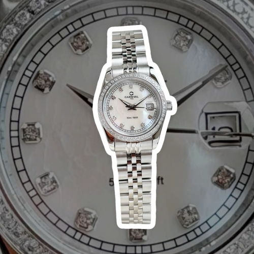 CARNIVAL 8131L2 SILVER DIAMOND MOP WHITE XÀ CỪ TRẮNG FACE WOMEN VIỀN ĐÁ
