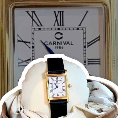 CARNIVAL 8231G DÂY DA VIỀN VÀNG FORM DÁNG TANK KÍNH SAPHIRE 