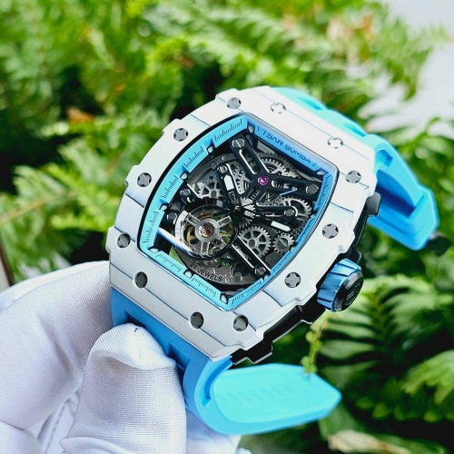 TSAR BOMBA Skeleton Automatic Carbon Fiber TB8208CF-WBLUE