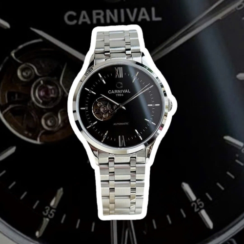 Carnival 8093G Open Heart Automatic Black Face 