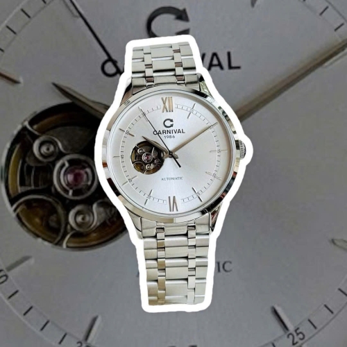 Carnival 8093G Open Heart Automatic White Face