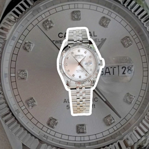 CARNIVAL 8131G SILVER DIAMOND WHITE FACE