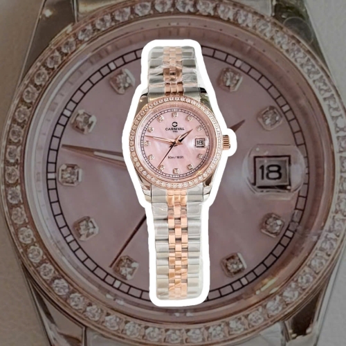 CARNIVAL 8131L2 DIAMOND DEMI ROSE HỒNG XÀ CỪ WOMEN VIỀN ĐÁ