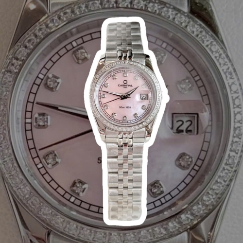 CARNIVAL 8131L2 SILVER DIAMOND HỒNG XÀ CỪ FACE WOMEN VIỀN ĐÁ