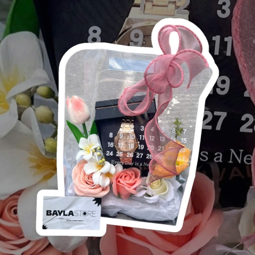 TÚI QUÀ HOA MÀU CAM ĐẤT - Ô LỊCH THẮT NƠ 