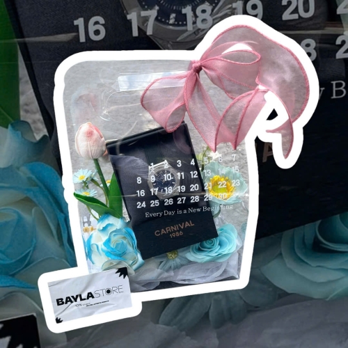 TÚI QUÀ HOA MÀU XANH DƯƠNG - Ô LỊCH THẮT NƠ 