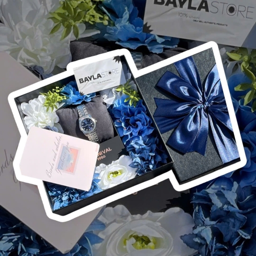 HỘP QUÀ HOA XANH DƯƠNG - HÌNH VUÔNG