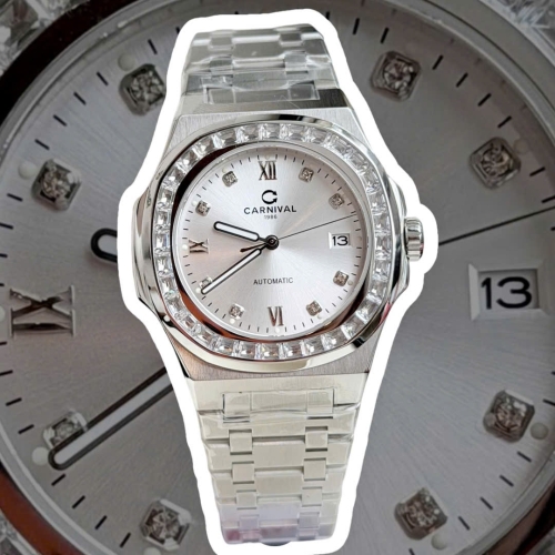 CARNIVAL 8129G SILVER DIAMOND WHITE FACE