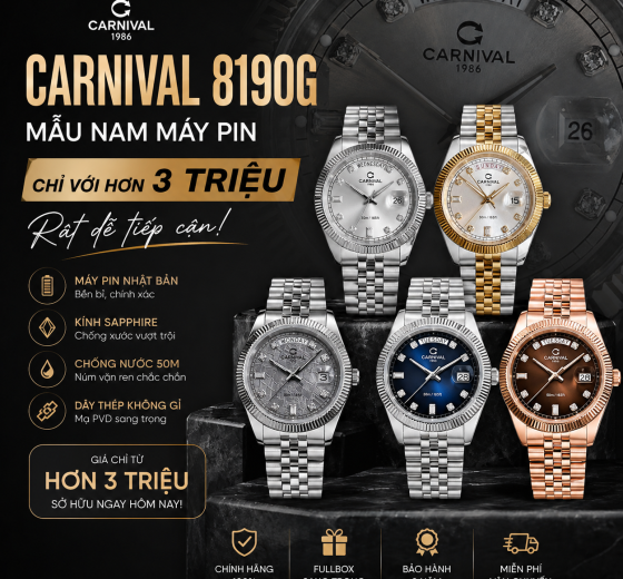 CARNIVAL 8190G MẪU NAM MÁY PIN - CHỈ VỚI HƠN 3 TRIỆU RẤT DỄ TIẾP CẬN