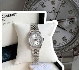 CARNIVAL 8131L2 SILVER DIAMOND WHITE FACE WOMEN VIỀN ĐÁ