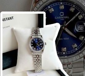 CARNIVAL 8131L2 SILVER DIAMOND BLUE FACE WOMEN VIỀN ĐÁ
