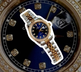 CARNIVAL 8131L2 DIAMOND DEMI GOLD BLUE WOMEN VIỀN ĐÁ