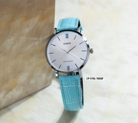 CASIO LTP-VT01L-7B3UDF BLUE LEATHER WHITE FACE
