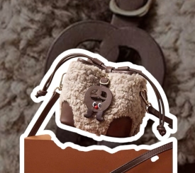 SEMIR DESSERT BUCKET BAG WINTER FUR DARK  BROWN