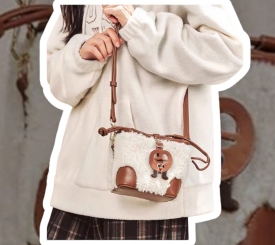 SEMIR DESSERT BUCKET BAG WINTER FUR BROWN