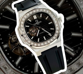 CARNIVAL 8128G1 DÂY CAO SU ĐEN SILVER BLACK FACE