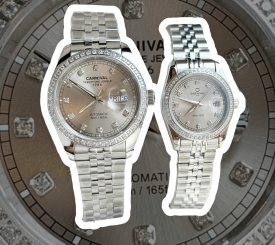 ĐỒNG HỒ COUPLE CARNIVAL 8131G2 & 8131L2 SILVER GREY FACE