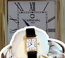 CARNIVAL 8231G DÂY DA VIỀN VÀNG FORM DÁNG TANK KÍNH SAPHIRE 