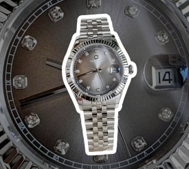 CARNIVAL 8250G DÂY THÉP BẠC MẶT XÁM GREY FACE 38MM 