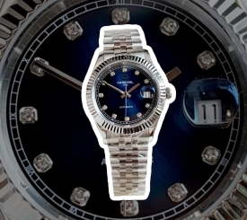 CARNIVAL 8250G DÂY THÉP BẠC MẶT XANH DƯƠNG NAVY FACE 38MM 