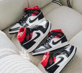 Jordan 1 Mid Black Gym Red