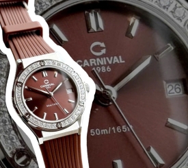 CARNIVAL 8168L2 SILVER BROWN FACE DIAMOND