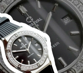 CARNIVAL 8168L2 SILVER BLACK FACE DIAMOND