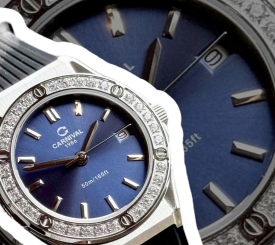 CARNIVAL 8168L2 SILVER BLUE FACE DIAMOND 