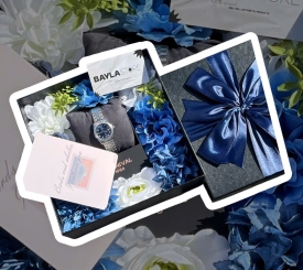 HỘP QUÀ HOA XANH DƯƠNG - HÌNH VUÔNG