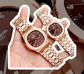 ĐỒNG HỒ COUPLE CARNIVAL 8160 ROSE DARK BROWN FACE