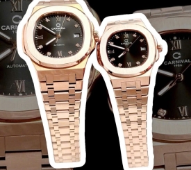 ĐỒNG HỒ COUPLE CARNIVAL 8160 ROSE BLACK FACE