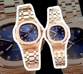 ĐỒNG HỒ COUPLE CARNIVAL 8160 ROSE BLUE NAVY FACE