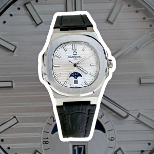 CARNIVAL 8110G MOONPHASE LEATHER WHITE FACE 