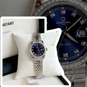 CARNIVAL 8131L2 SILVER DIAMOND BLUE FACE WOMEN VIỀN ĐÁ