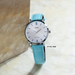 CASIO LTP-VT01L-7B3UDF BLUE LEATHER WHITE FACE