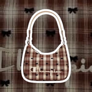 BROWN RETRO PLAID CHAMPION SHOULDER BAG 