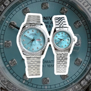 ĐỒNG HỒ COUPLE CARNIVAL 8131G2 & 8131L2 SILVER TIFFANY FACE 