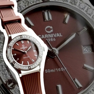 CARNIVAL 8168L2 SILVER BROWN FACE DIAMOND