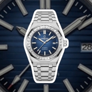 CARNIVAL 8107G SILVER BLUE FACE DIAMOND 