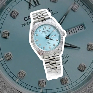 CARNIVAL 8907G SILVER DIAMOND TIFFANY FACE 