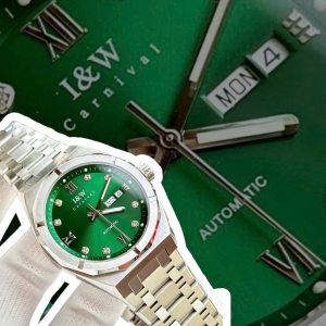 CARNIVAL IW 751G SILVER DIAMOND GREEN FACE